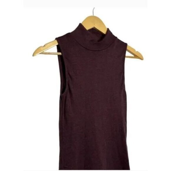 TNA Sleeveless Turtleneck Dress S Burgundy Cotton/Polyester Size XXS - Picture 4 of 7